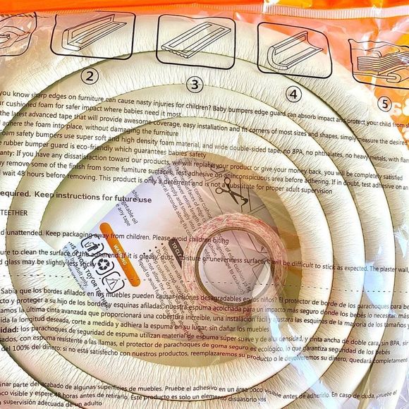 Baby Safety Foam Bumper, M2cBridge 2M, NBR Foam Rubber, Off-White,6.5 Feet/78.5” - Picture 3 of 4